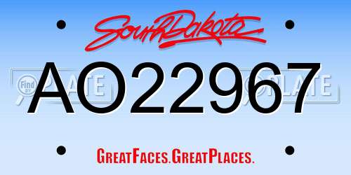 AO22967 South Dakota License Plate