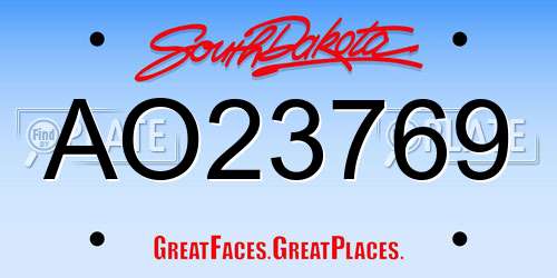 AO23769 South Dakota License Plate