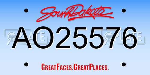 AO25576 South Dakota License Plate
