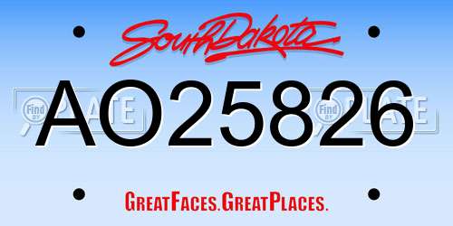 AO25826 South Dakota License Plate
