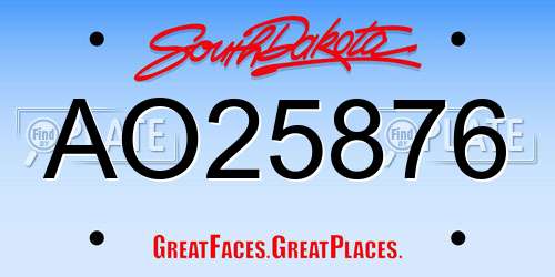 AO25876 South Dakota License Plate