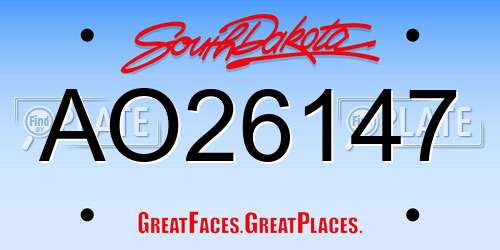 AO26147 South Dakota License Plate
