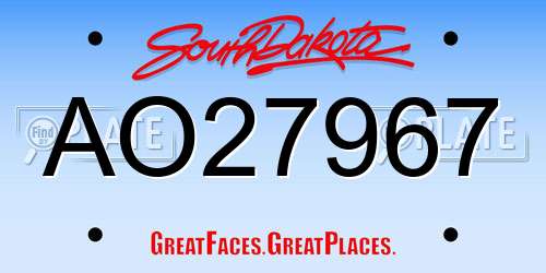 AO27967 South Dakota License Plate