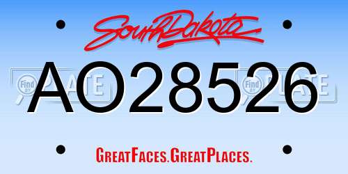 AO28526 South Dakota License Plate