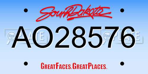 AO28576 South Dakota License Plate