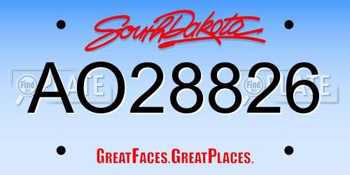 AO28826 South Dakota License Plate