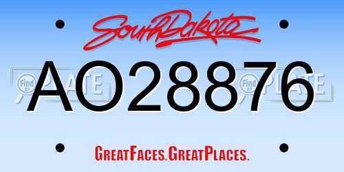 AO28876 South Dakota License Plate