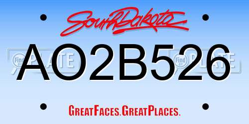 AO2B526 South Dakota License Plate