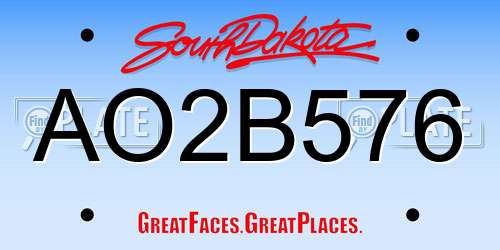 AO2B576 South Dakota License Plate