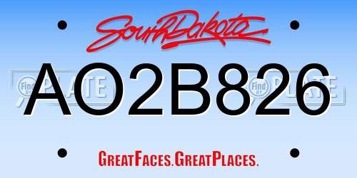 AO2B826 South Dakota License Plate