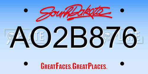 AO2B876 South Dakota License Plate