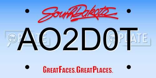 AO2D0T South Dakota License Plate