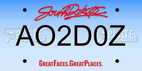 AO2D0Z South Dakota License Plate
