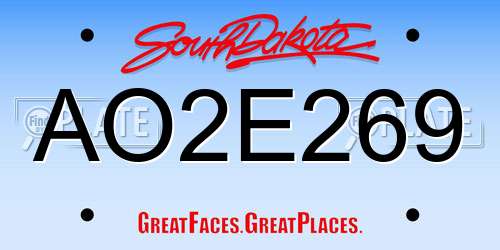 AO2E269 South Dakota License Plate