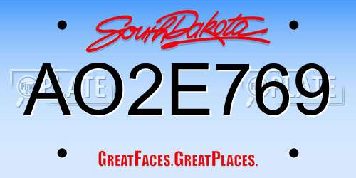 AO2E769 South Dakota License Plate