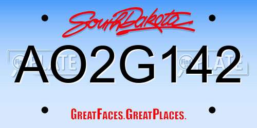 AO2G142 South Dakota License Plate