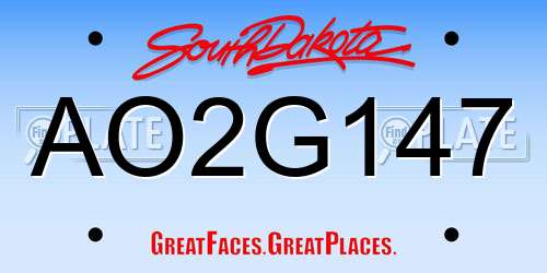 AO2G147 South Dakota License Plate