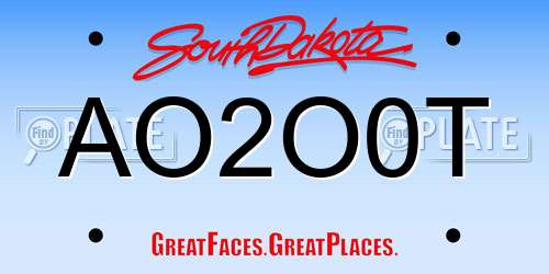 AO2O0T South Dakota License Plate