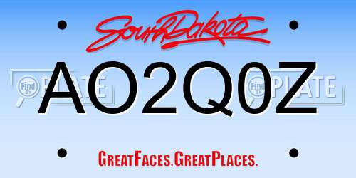 AO2Q0Z South Dakota License Plate