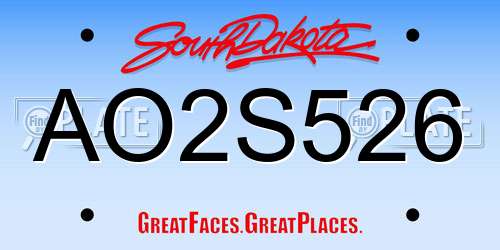 AO2S526 South Dakota License Plate
