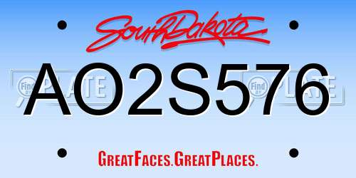 AO2S576 South Dakota License Plate