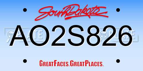 AO2S826 South Dakota License Plate