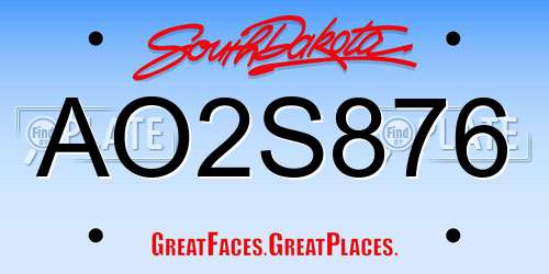 AO2S876 South Dakota License Plate