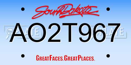 AO2T967 South Dakota License Plate