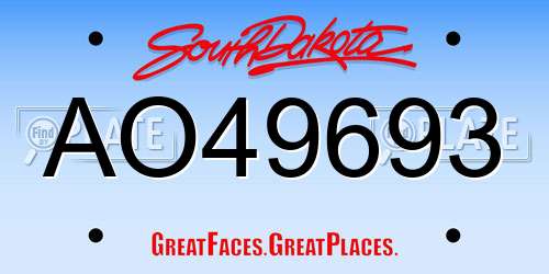 AO49693 South Dakota License Plate