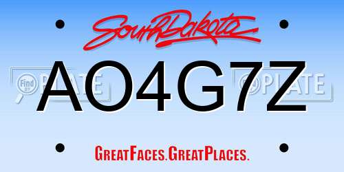 AO4G7Z South Dakota License Plate