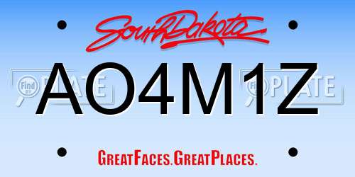 AO4M1Z South Dakota License Plate