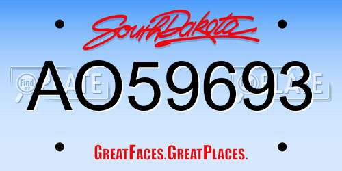 AO59693 South Dakota License Plate