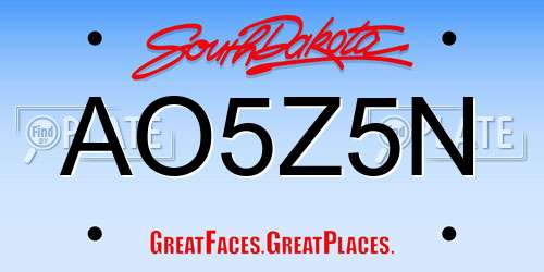 AO5Z5N South Dakota License Plate