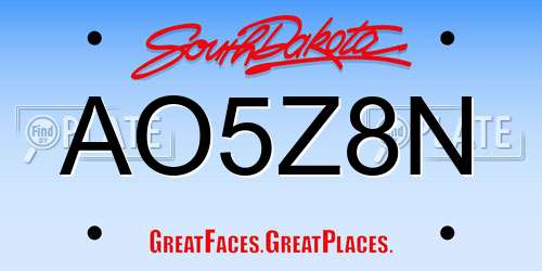 AO5Z8N South Dakota License Plate