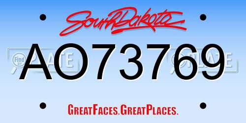 AO73769 South Dakota License Plate
