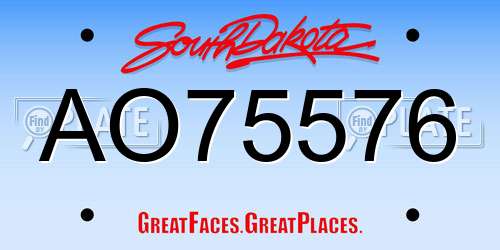 AO75576 South Dakota License Plate