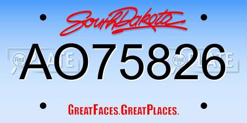 AO75826 South Dakota License Plate