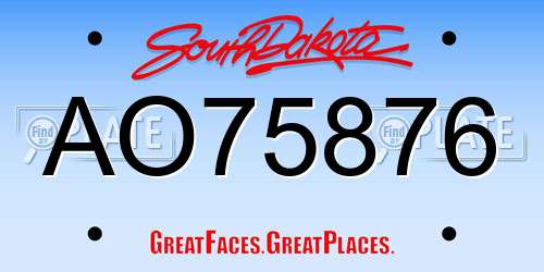 AO75876 South Dakota License Plate