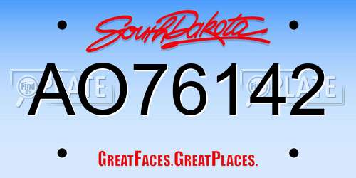AO76142 South Dakota License Plate