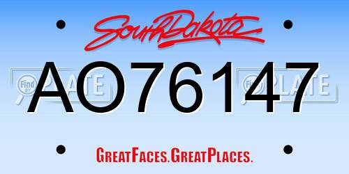 AO76147 South Dakota License Plate