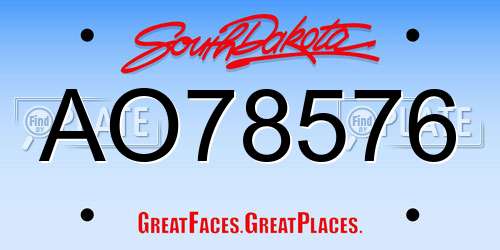 AO78576 South Dakota License Plate