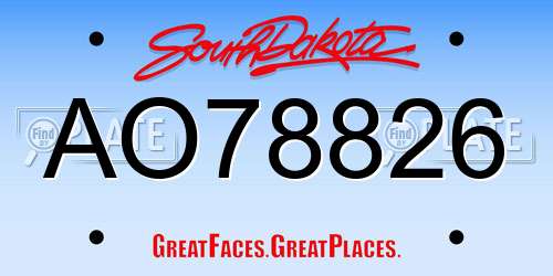 AO78826 South Dakota License Plate