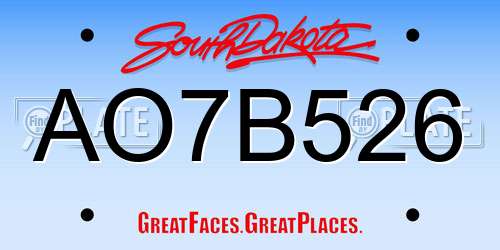 AO7B526 South Dakota License Plate