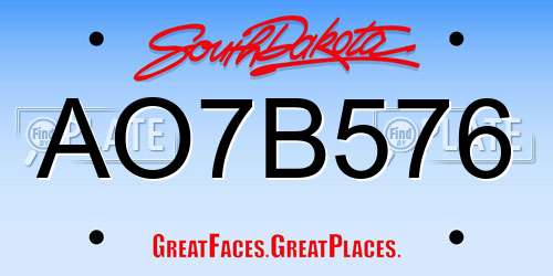 AO7B576 South Dakota License Plate
