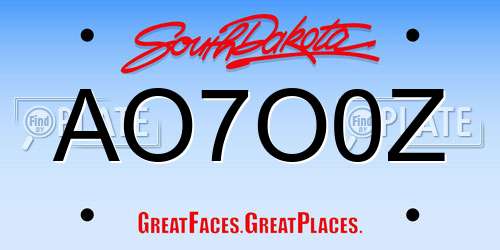 AO7O0Z South Dakota License Plate