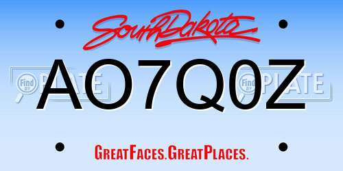 AO7Q0Z South Dakota License Plate