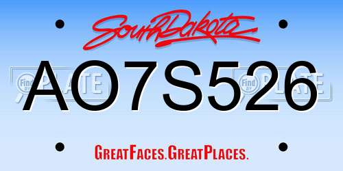 AO7S526 South Dakota License Plate