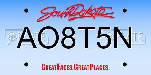 AO8T5N South Dakota License Plate