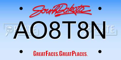 AO8T8N South Dakota License Plate