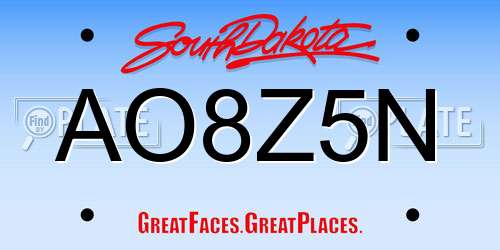 AO8Z5N South Dakota License Plate